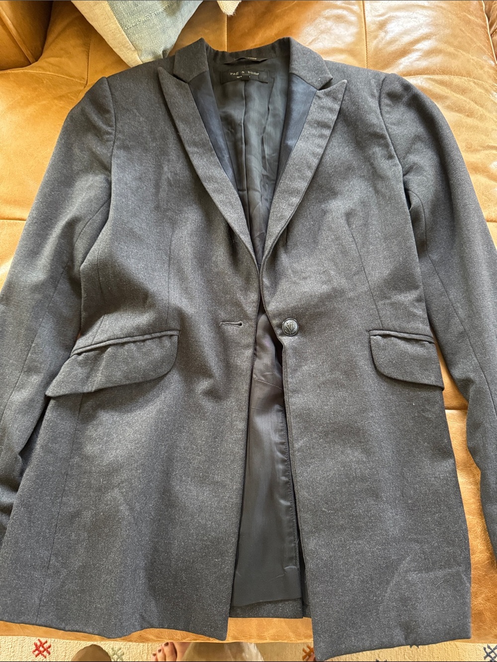 Rag & Bone Women’s Charcoal Single-Button Blazer Size 0